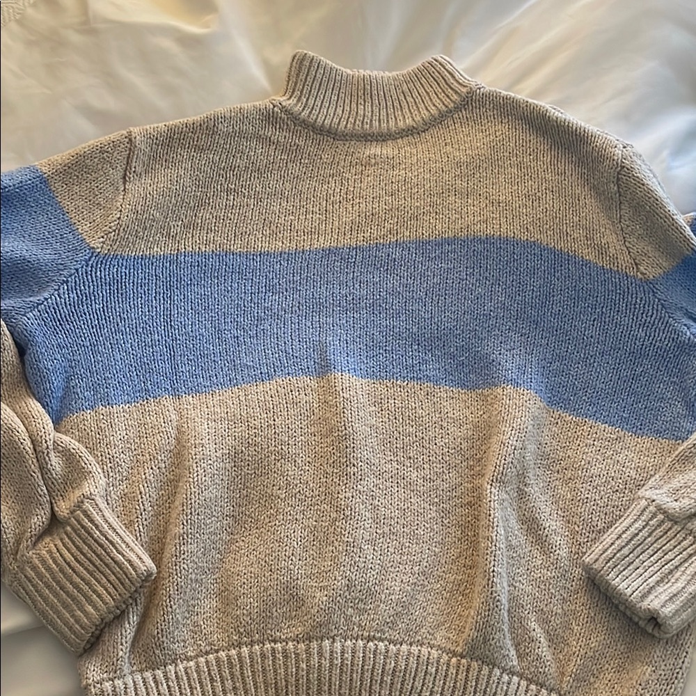Blue and Cream Women's Sweater